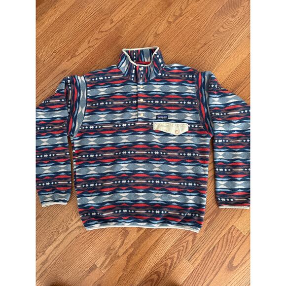 Patagonia Synchilla Men's Medium Aztec Fleece Snap-T Pullover Coast Highway Isle - Picture 1 of 7